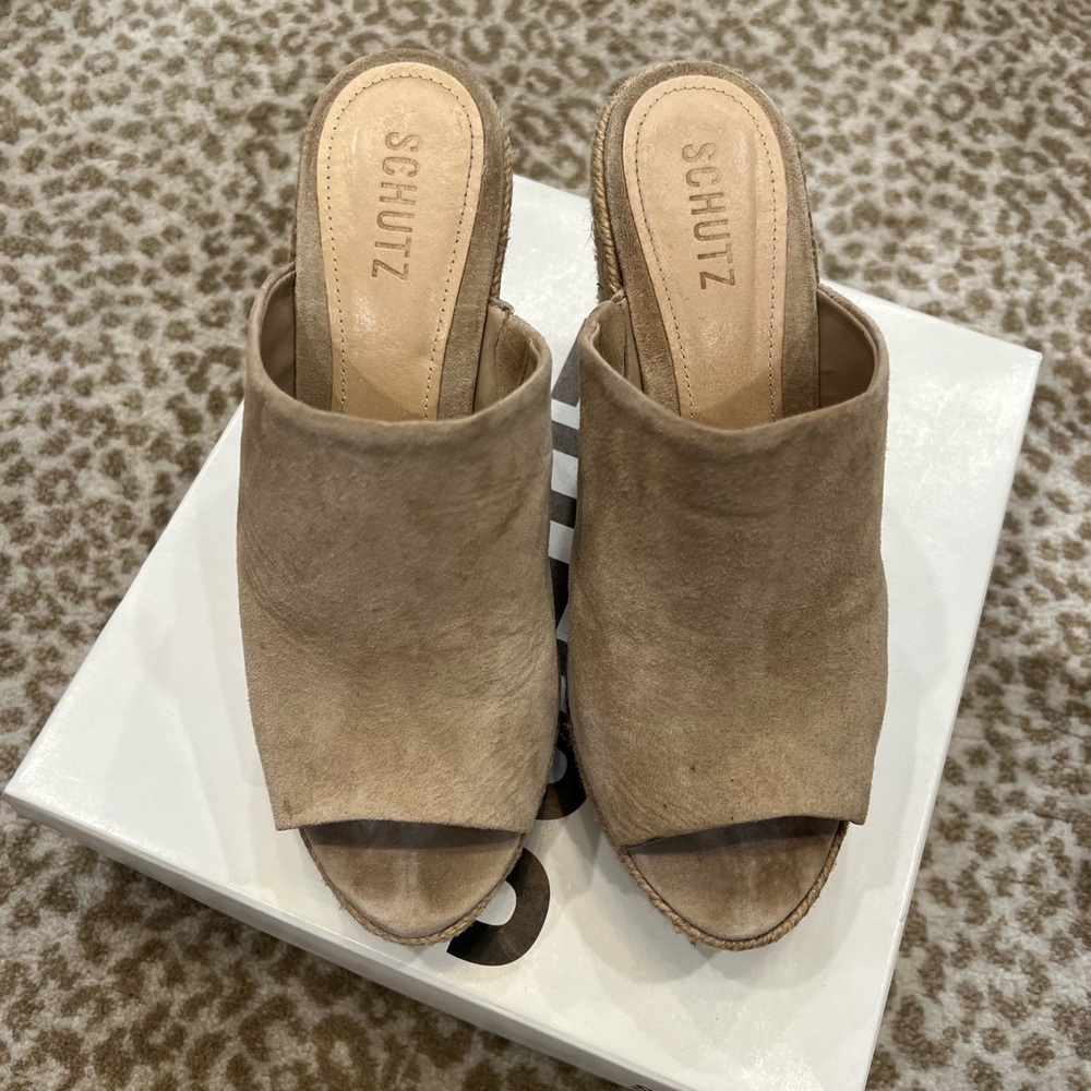 Schutz woven open toe mules